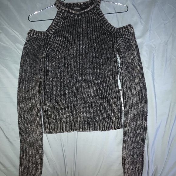 Forever21 sweater cutout shoulder crop top sz S - Picture 3 of 7